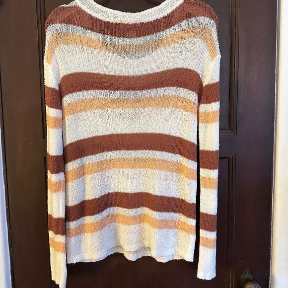 L*SPACE | Oasis Open Weave Lightweight Striped Sweater | Size Medium - Picture 6 of 6